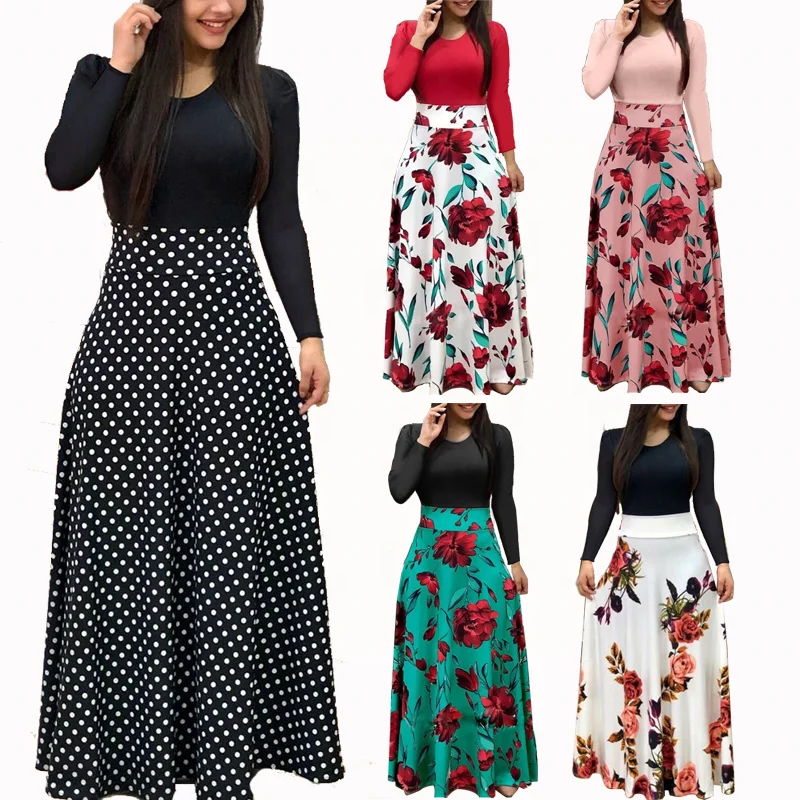 

Z.LESS Fashion Casual Printing Loose Colorful Long Dress Plus Size Women Clothing Ladies Print Apparel Plus Size Casual Dress, Customized color