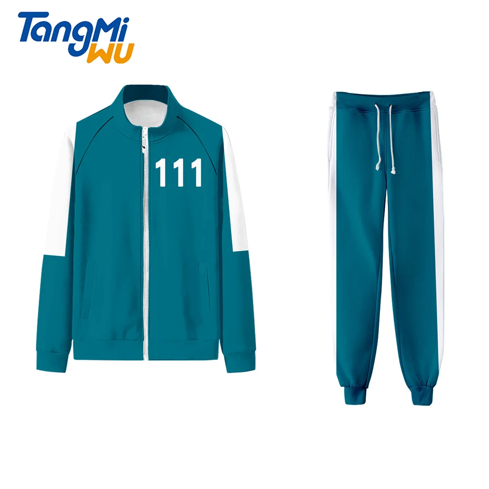 

hot tv 6XL squid game 111 456 costume clothes zipper jacket cosplay 2 piece set jogger set mens track suit squid game tracksuit