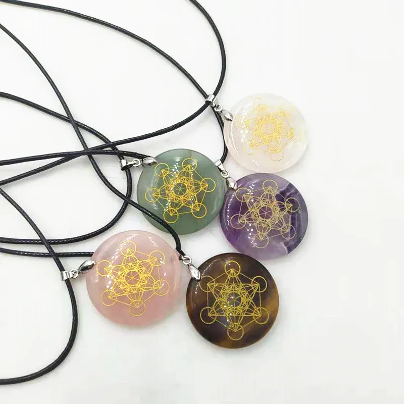 

Natural Stone Crystal Organ Necklace Crystal Seven Chakra Pendant, Purple