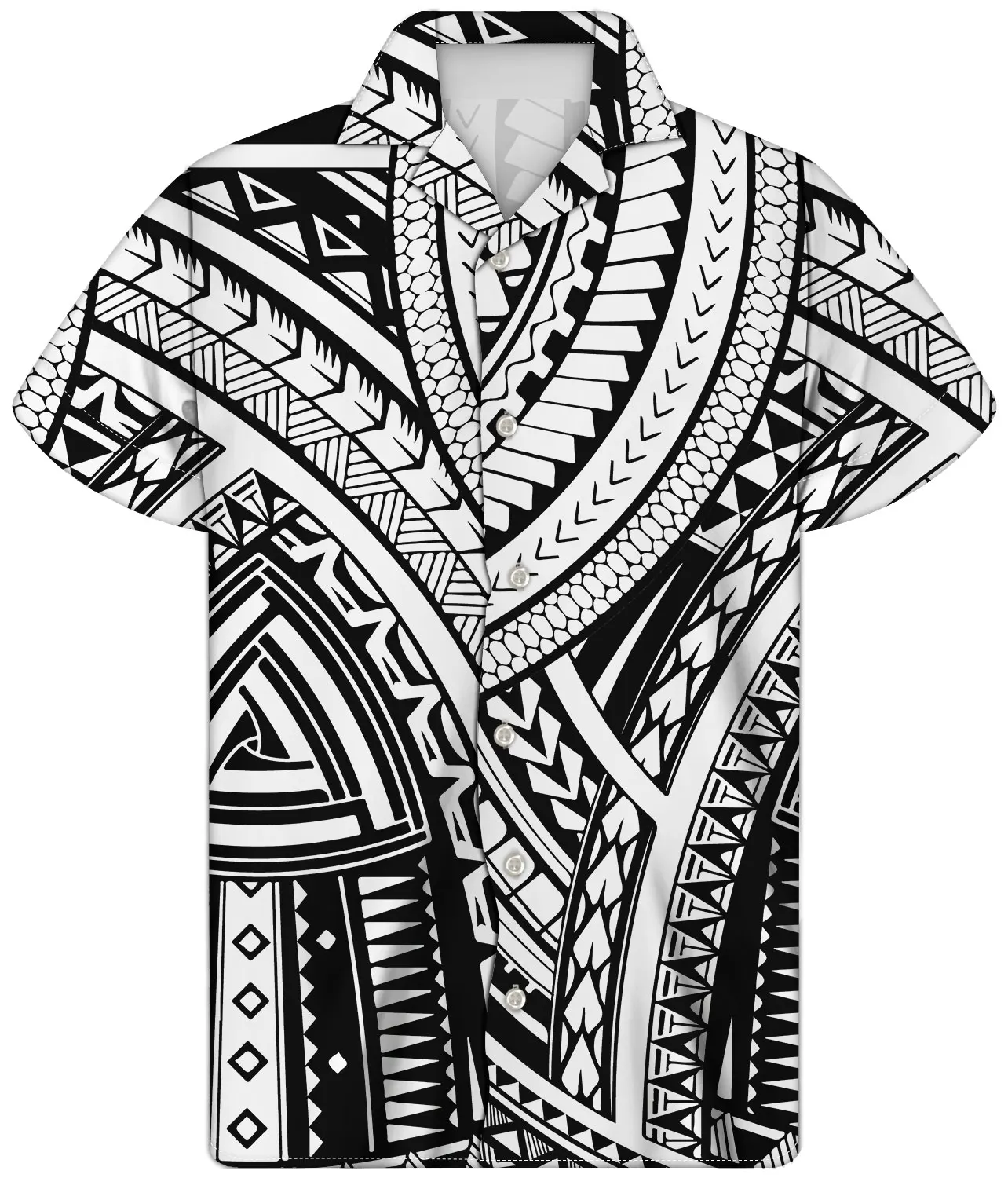 

Comfortable Custom Cuba Collar Polynesian Tribal Fabrics High Quality Summer Beach Wear Tops Short Sleeves Shirts for Men, Customized color for all over print t shirt