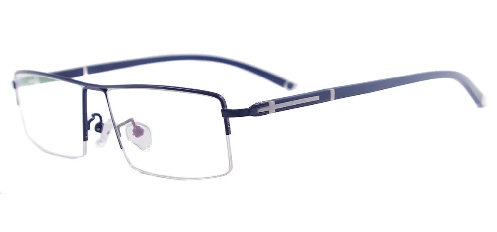 Men Half-Rim Rectangular Glasses Frame Metal Non-prescription Clear Lens Case Men Half-Rim Rectangular Glasses Frame Metal Non-prescription Clear Lens Case