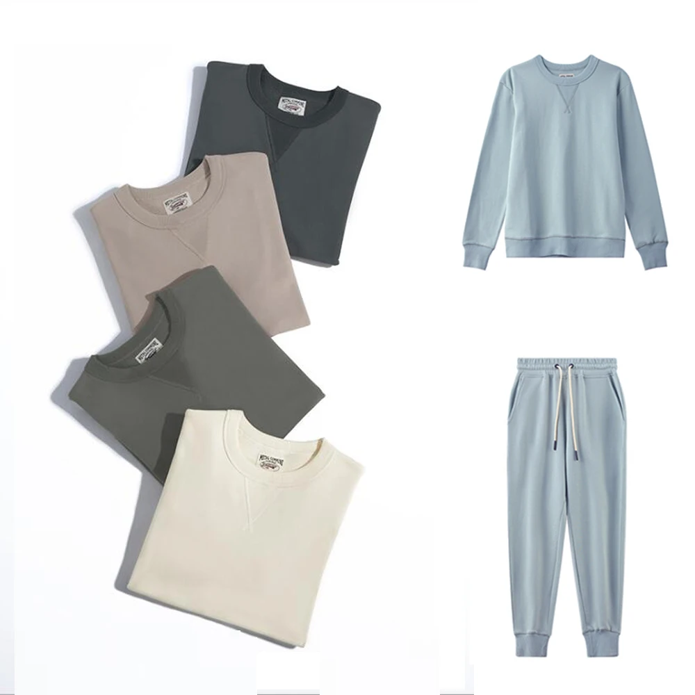 

K98001 Custom Logo Thick 100% Cotton Unisex Crew Neck Plain Sweatshirts Women Men Blank Pullover Crewneck Sweatshirt