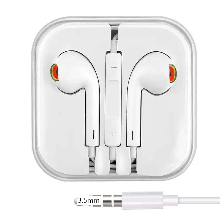 

3.5mm earphone wired original earphone in-ear portable bass for apple sport wired earphone for iphone with mic, White