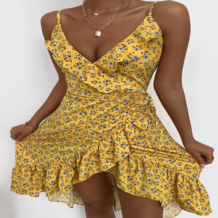 

Wholesale clothing ready to ship summer floral mini dresses women casual