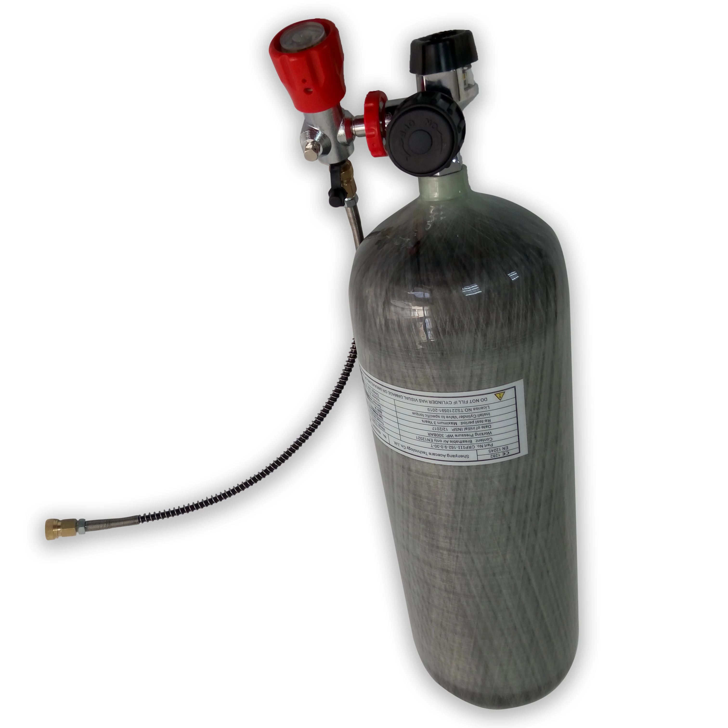 

9L 30Mpa 4500psi Carbon Fiber Composite Gas Cylinder SCUBA Tank PCP Airgun Refill With Valve And Filling Station, Gray