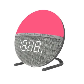 

New cloth clock round color-changing alarm clock, sleep 8 kinds of natural sounds children's digital clock