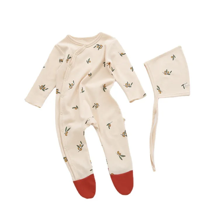 

Kangobaby cotton baby romper jumpsuit long sleeve printed Pajamas snap button baby romper