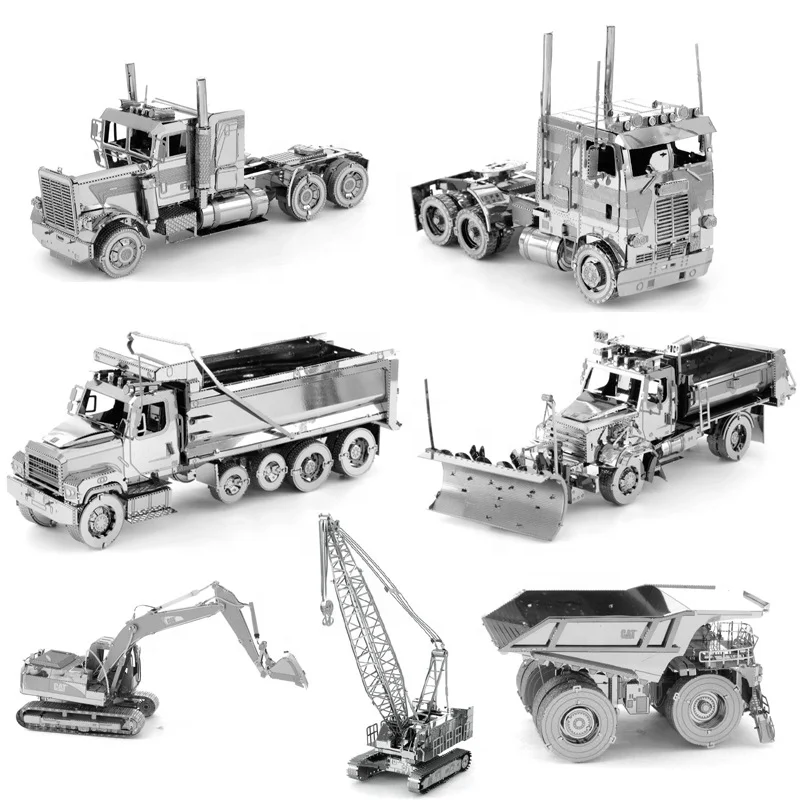 Engineering Vehicle Series COE Truck crane tractor Wheel Loader 3D Car Metal Puzzle