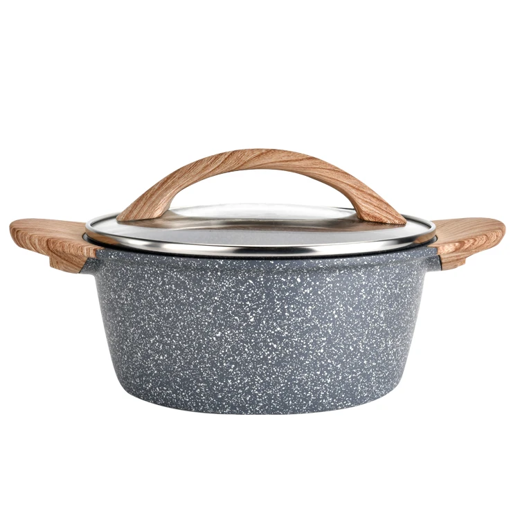 

Hot Sale 24cm Nonstick Cast Aluminum Casseroles Casserole Dish Soup Pot with Induction Base Black, Customized color