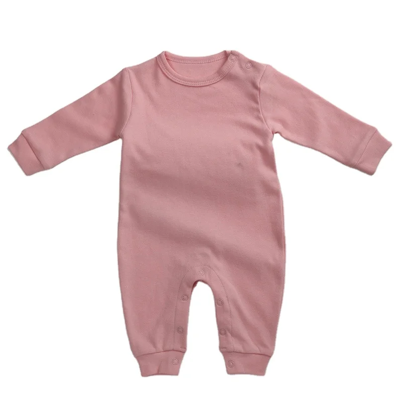 

100% Cotton Solid Newborn Baby Long Sleeve Rompers with 7 colors