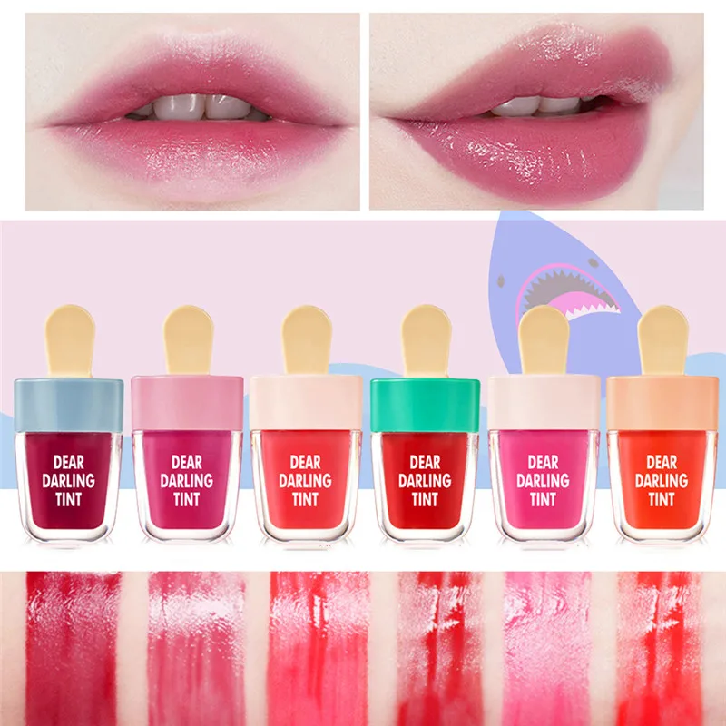 

6 candy color super icecream lip plumping gloss waterproof long lasting makeup liquid lip stick shinny cheap lipgloss set