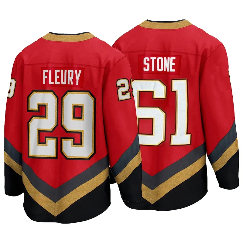 

Vegas Theo Fleury 29 Mark Stone 61 Golden Knight Red Ice Hockey Jerseys Wear 3D Embroidery Logo Mens Jersey Clothing Wear 2020