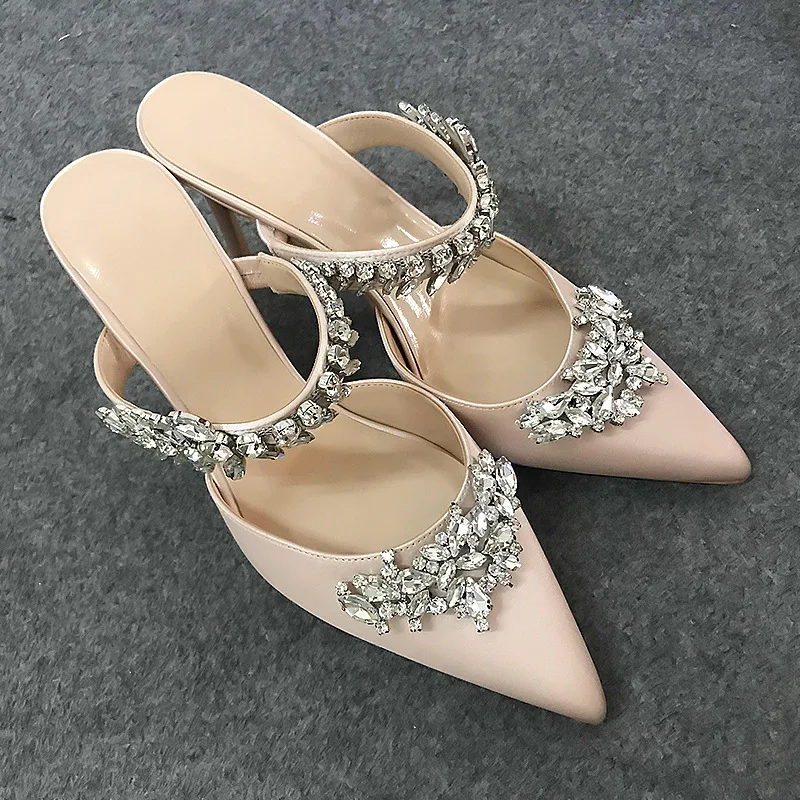 

Women Sexy Rhinestone Customize Sandals Ladies Elegant High Heels Pointed Toe Dress Shoes For Banquet