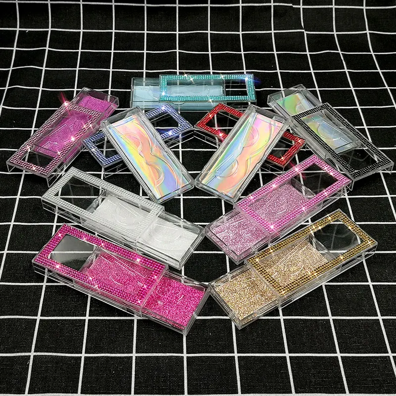 

rhinestone glitter custom lash box eyelashes package box Cute Bling diamonds Empty Lash Case