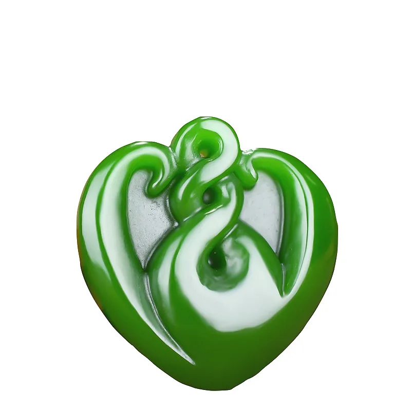 

Green Jade Heart Pendant Necklace Amulet Women Chinese Jadeite Jewelry Charm Hand for Fashion Natural Men Carved Gifts