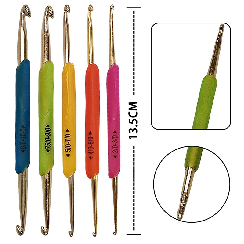 

Soft plastic double-head aluminum crochet set hook 5pcs/set crochet hook set