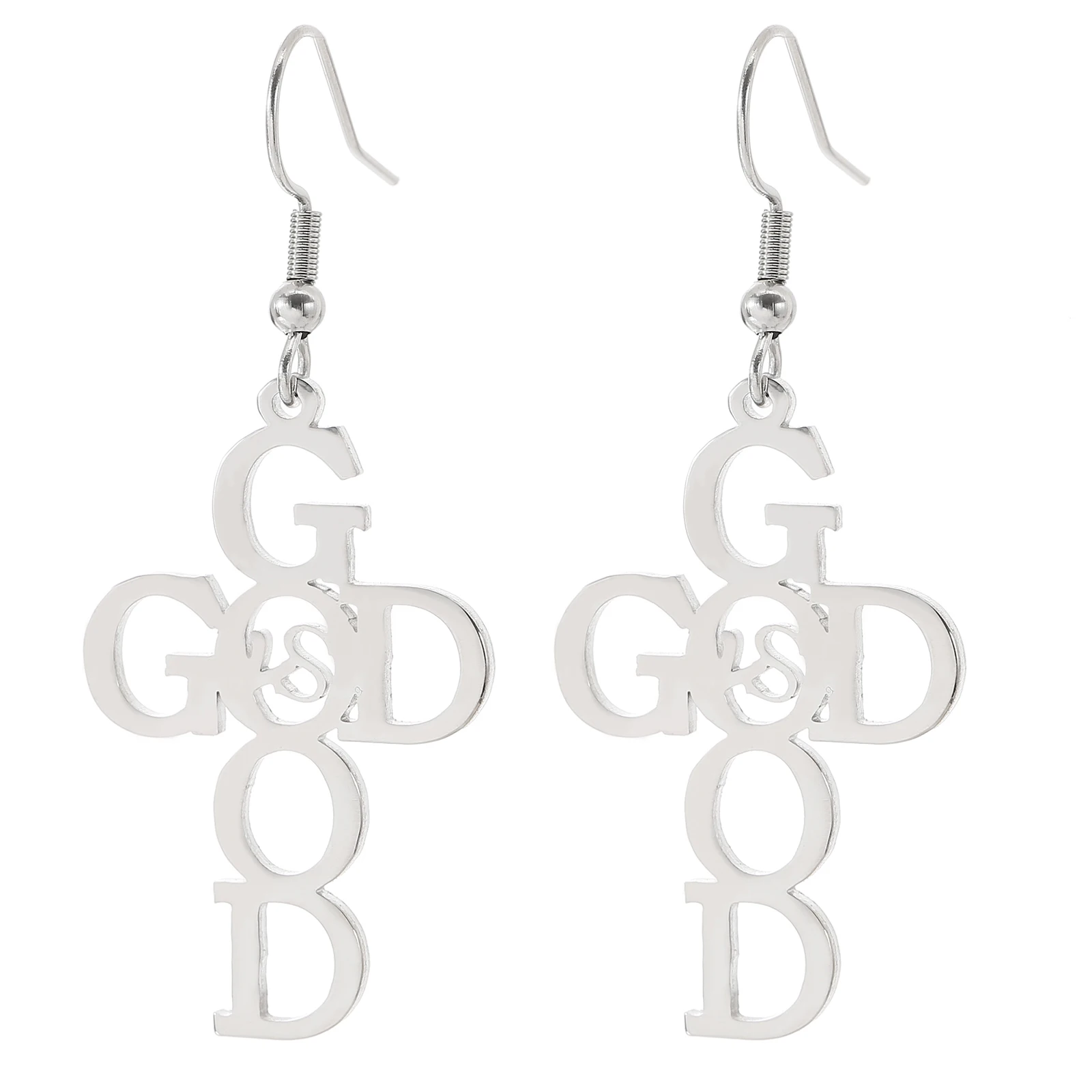 

Hot selling Inspiration GOD IS GOOD Cross Jewelry Personalized Lucy Cross Earrings Customized Christian Women Earrings Jewelry, Gold