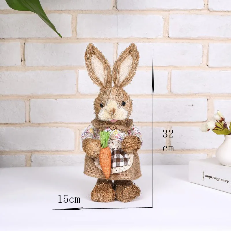 

32*15cm straw handmade bunny easter decoration for easter 2023