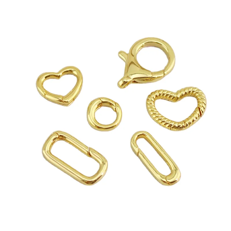 JF1342 18K Gold Plated Oval Carabiner ClaspCarabiner Lock ConnectorSpring Push Gate for DIY Jewelry Finding Necklace Bracelet