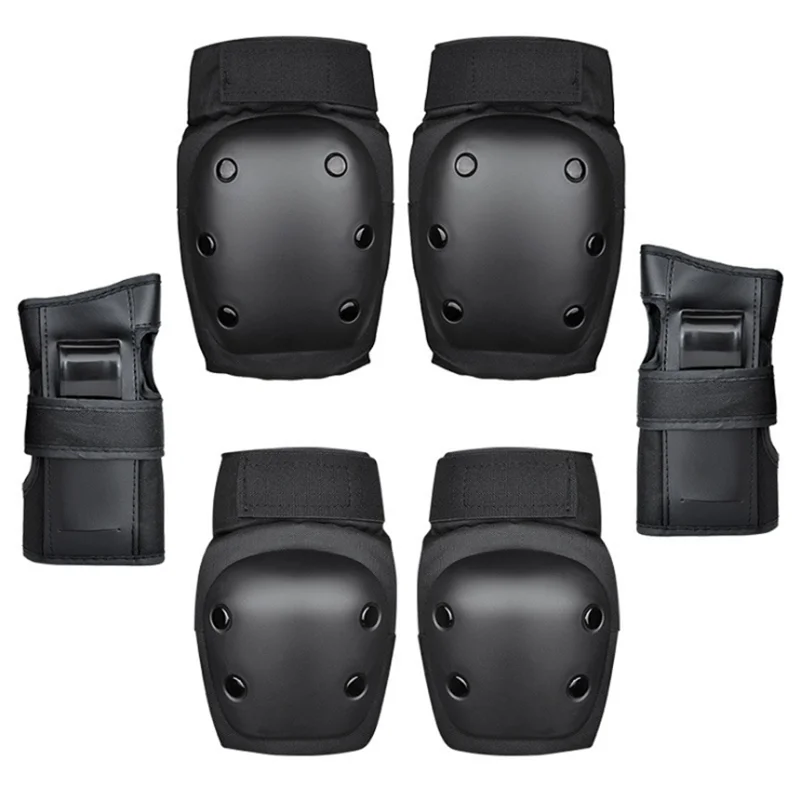 

Roller Skating Protective Gear 6-piece Set Skating Roller Skateboard Sports Balance Skater Riding Knee Pad, Black