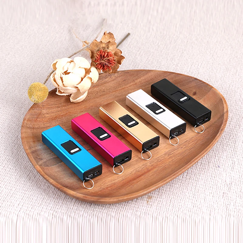 

rechargeable keychain electric slider custom logo metal cheap lighter with flashlight function