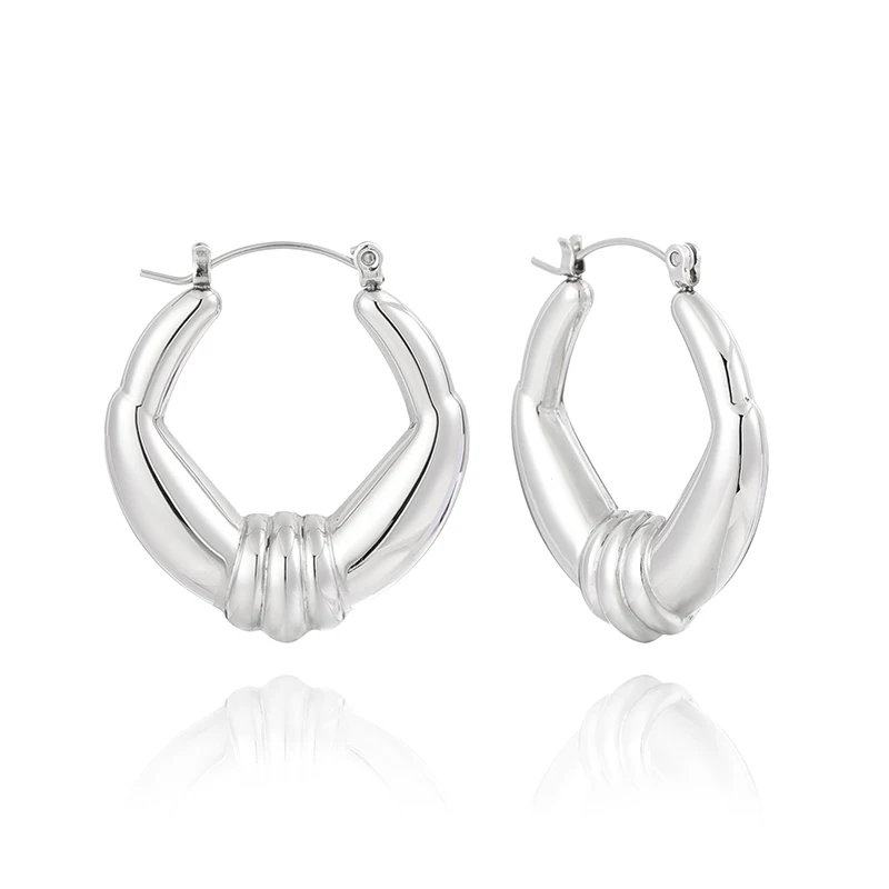 

Fashion 361L stainless steel U shaped steel color earrings jewelry