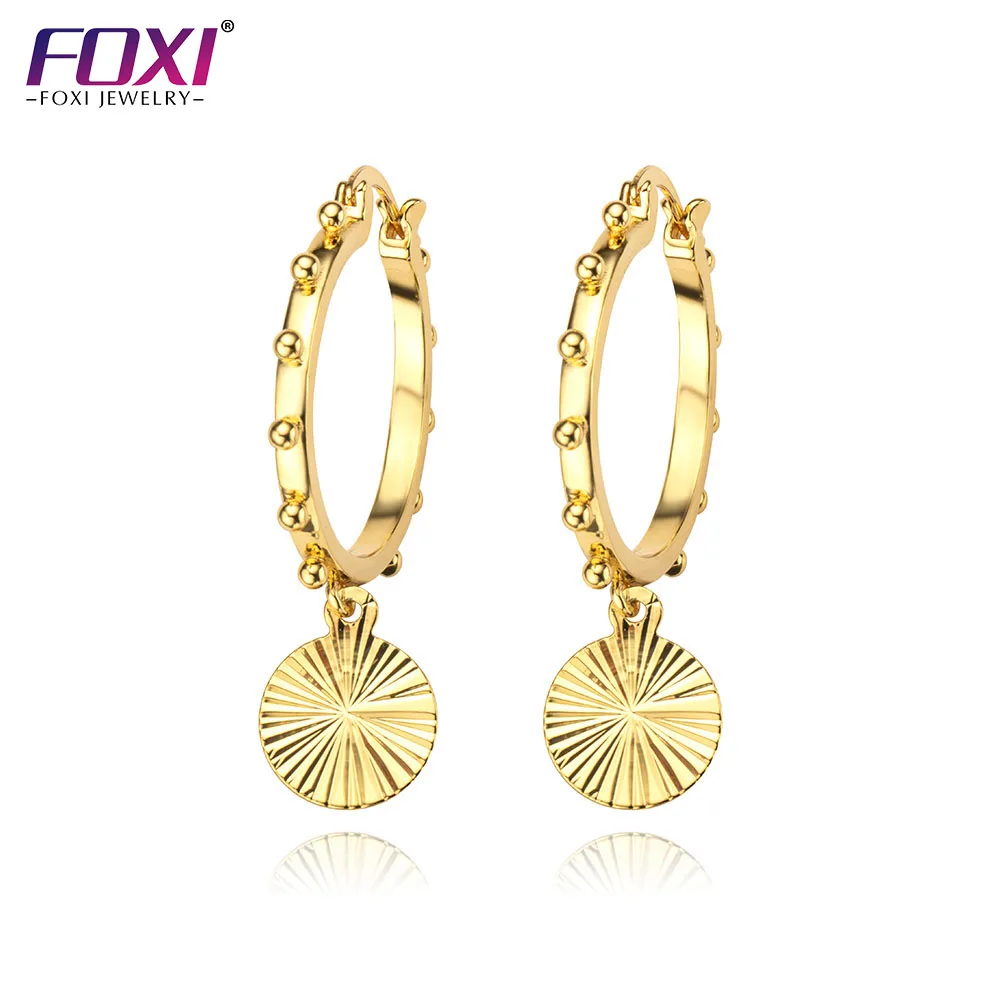 

Foxi Jewelry Wholesale Big Circle Earring Fashion Women Accessories 14k Gold Hoop Earrings