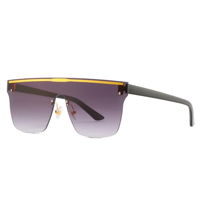 

Hot sale fashion retro oversized rimless one piece lens sunglass trend design shade men sunglasses 2022