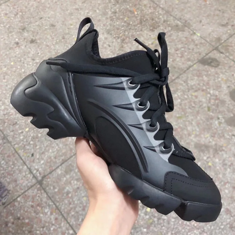 

INS Hot Women's Fashion Sneakers Genuine Leather Comforttale Women's Casual shoes Chunky shoes for girls, Blue/orange/black/silver