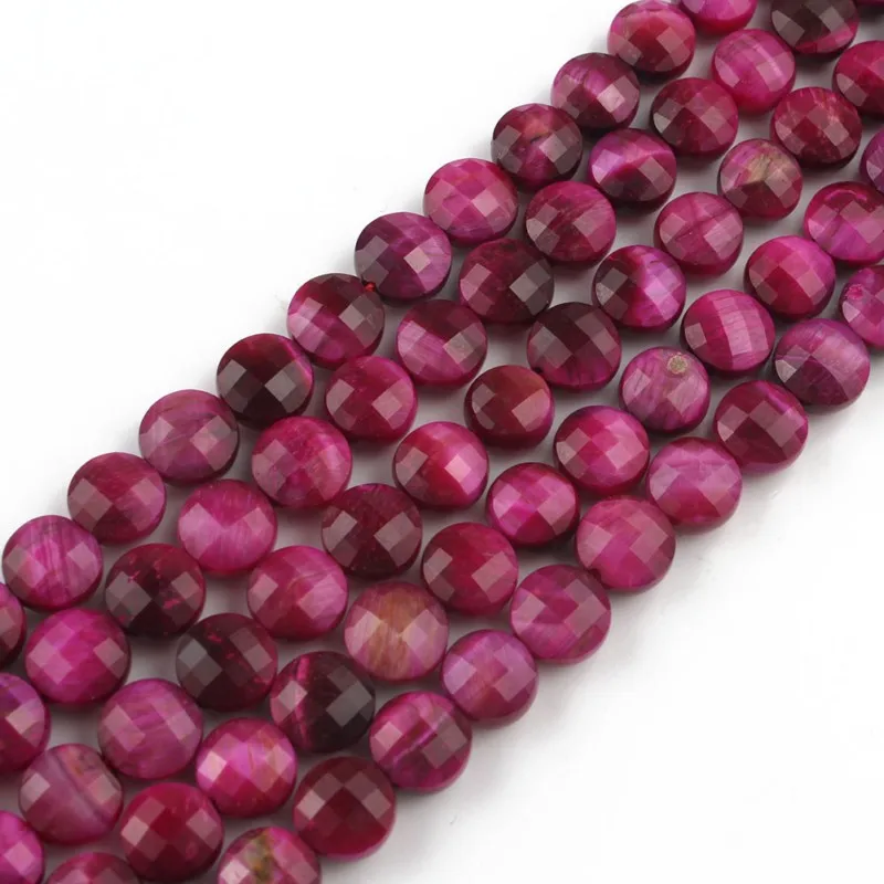 

Wholesale 8x8MM Flat Round Rose Red Faceted Tiger Eye Stone Beads for Making DIY Bracelet