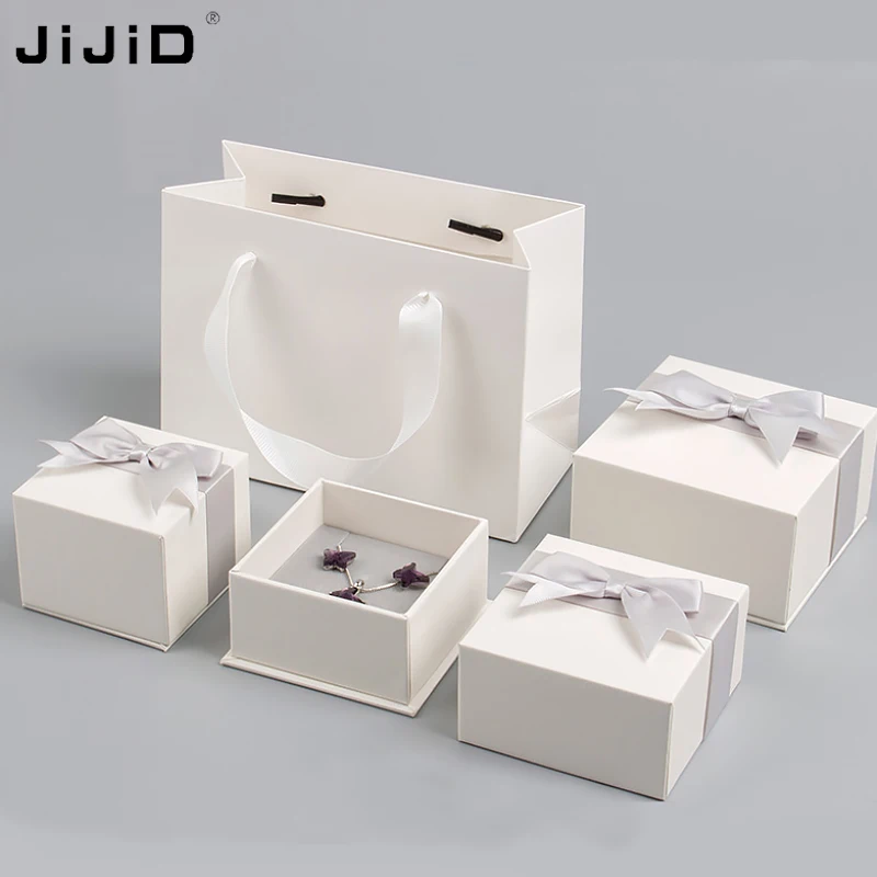 

JiJiD China Supplier White Cardboard Box Customized Printing Logo Luxury Ring Earring Necklace Packaging Jewelry Box