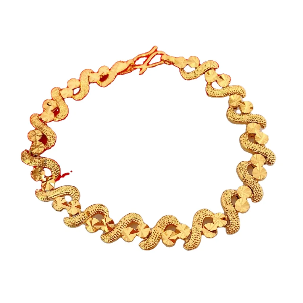 

New Vietnamese Sand Gold Car Flower S-Shaped Bracelet Brass 24K Gold Plated Jewelry That Will Not Fade For A Long Time