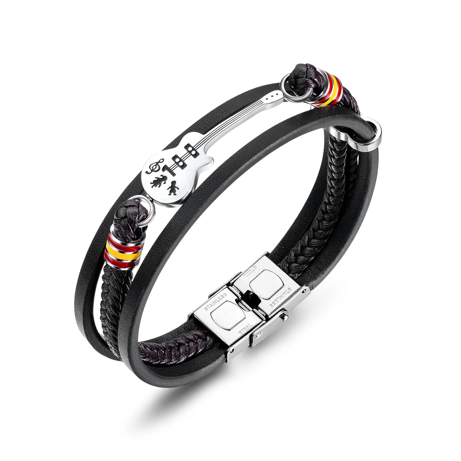 

Energinox Multi-layer Braided Rope Punk Guitar Leather Bracelet Men's Bracelet