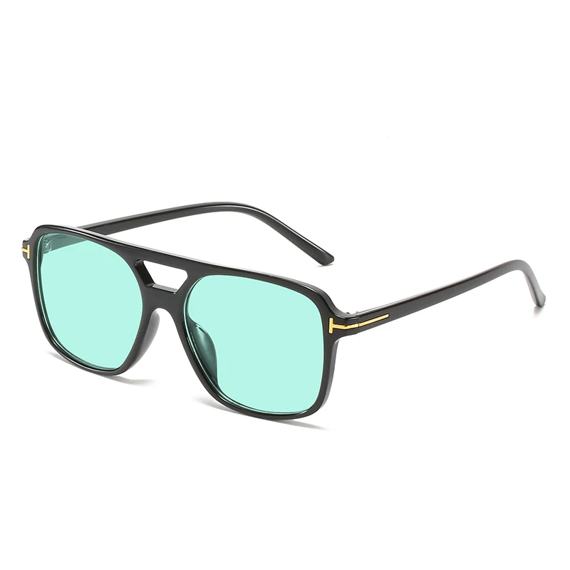 

New Fashion Women's Double Beam Refreshing Ocean Color T Square Sunglasses 2021