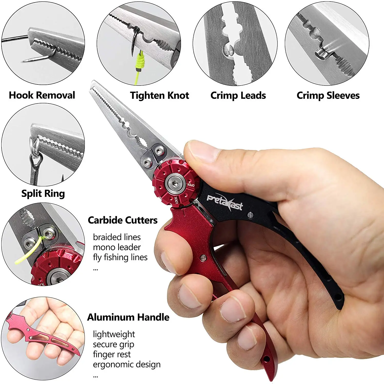 Pretalcast Stainless Steel Locking Fishing Pliers Fishing Multitools