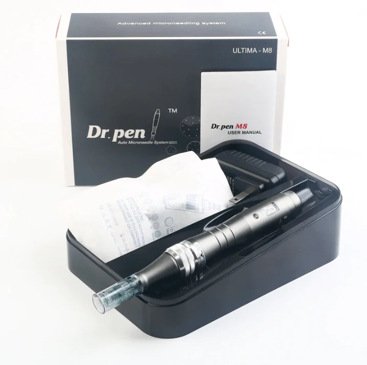 

2021 Newest drpen m8 6-speed adjustment cartridge plasma Ultima M8 microneedling Regargeble derma pen with 16 pins needles, Greyish-green