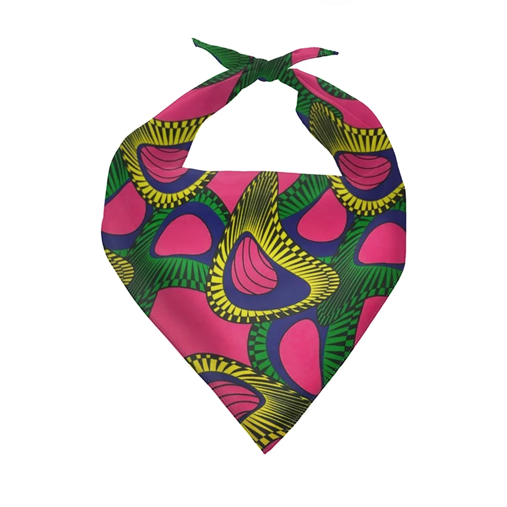 

African Dasgiki Pink/Green/Yellow Pattern Unique Pet Products New Dog Products Washable Wholesale Dog Bandana for Puppies/Kitten, Customized color
