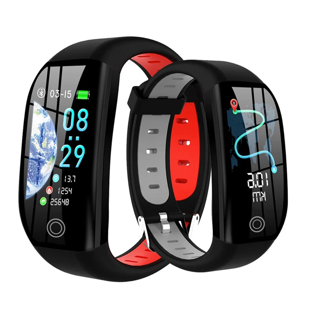 

NEW F21 GPS Fitness Tracker Smart Bracelet Heart Rate Blood Pressure Monitoring Watch IP68 Waterproof Smart Band, Black & grey, black & red, black & green