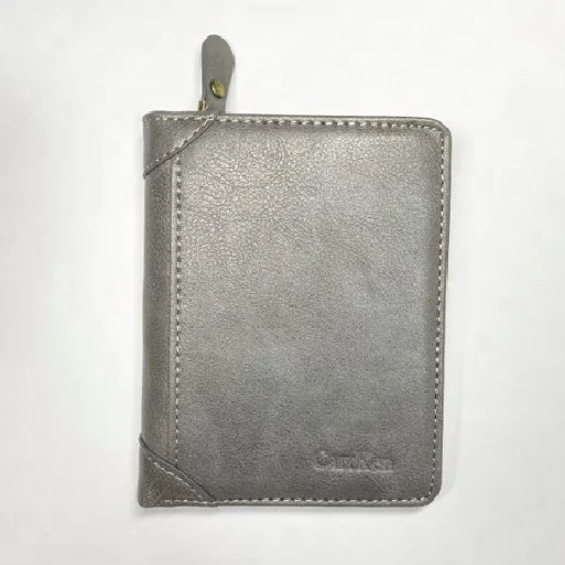 

Wholesalers Fashion Womens Mens Slim Bifold Wallet Grey Minimalist Zipper Pocket Wallets For Sublimation