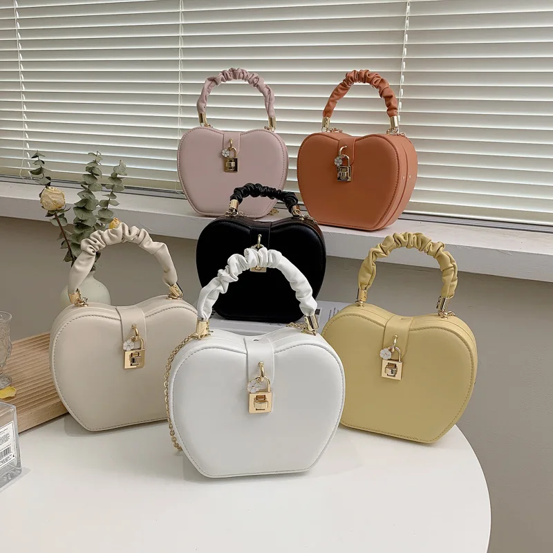 

Latest solid color pu leather folded handle round shape ladies shoulder women crossbody bags 2021 with chain, 7colors