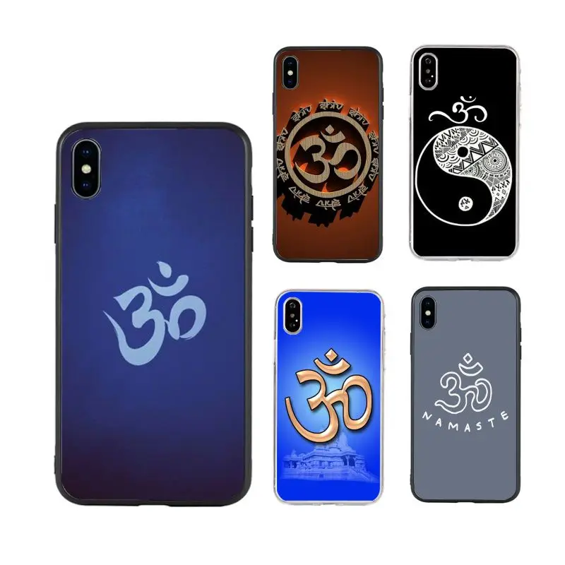 

Aum Om Yoga fashion art Phone Case for iPhone X XR Xs Max 11 11Pro 11ProMax 12 12pro max luxury fundas hot selling capas bling, Black/transparent