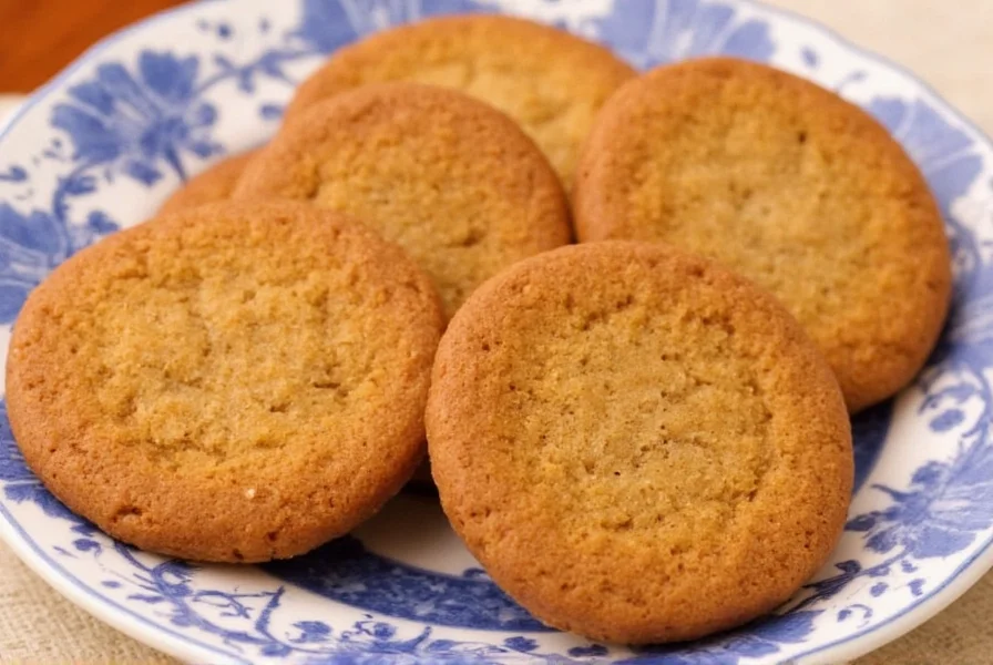 Close-up of traditional old fashioned ginger snaps showing characteristic surface cracks and golden brown color on parchment paper