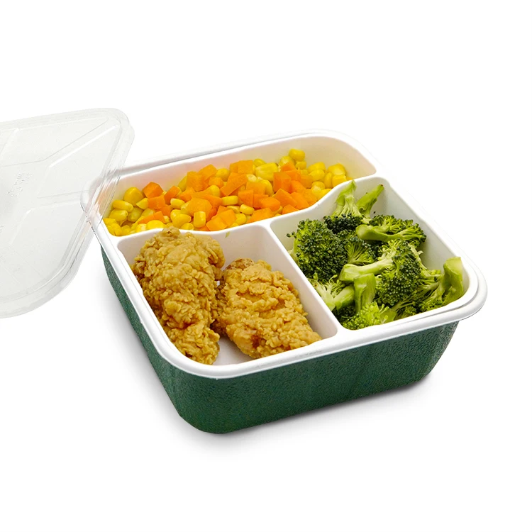 

restaurant popular 3 compartment double layer food grade plastic pp disposable takeaway lunch box, Black