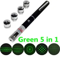 

5mW 532nm Star Effect Caps 5 Laser Heads Green 5 In 1 Battery Operated Laser Pointer Pen