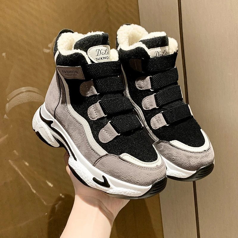 

Chunky Sneakers Ankle Boots For Women 2021 Winter Fashion Padded Boots Platform Women's Keep Warm Plush Shoes Sport Tenis Female