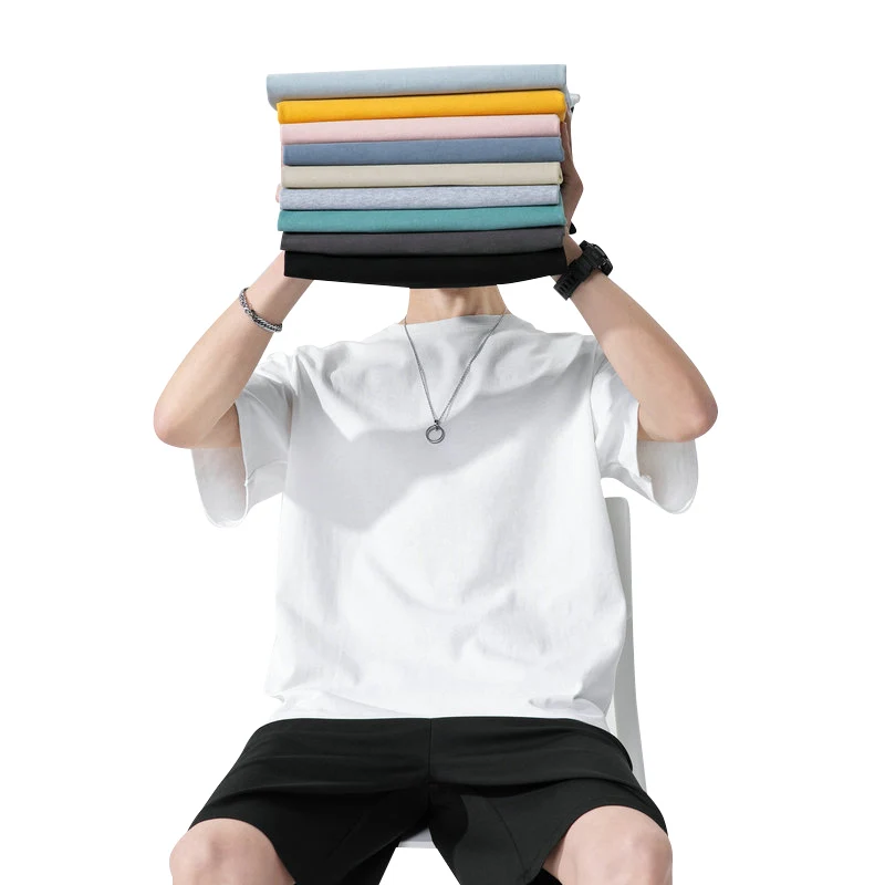 

wholesale short sleeve round neck Custom logo white shirt men's blank t-shirt men tshirts cotton 100% plus size t shirt, Standard color on pantone