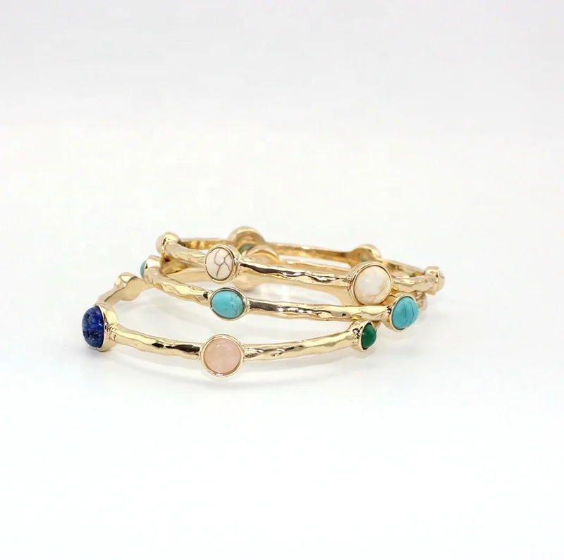 

AJ055 wholesale jewelry 2020 Fashion gold plated charm bracelets women gemstone bangle