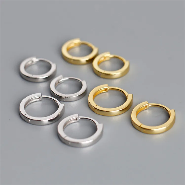 

SP Simple Popular Style S925 Sterling Silver Gold Filled Thick Hoop Earrings