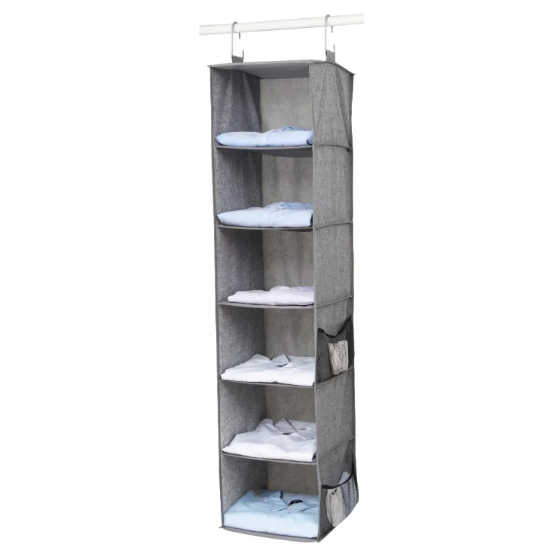 

6-Shelf Hanging Clothes Storage Box Collapsible Accessory Shelves Hanging Closet Organizer