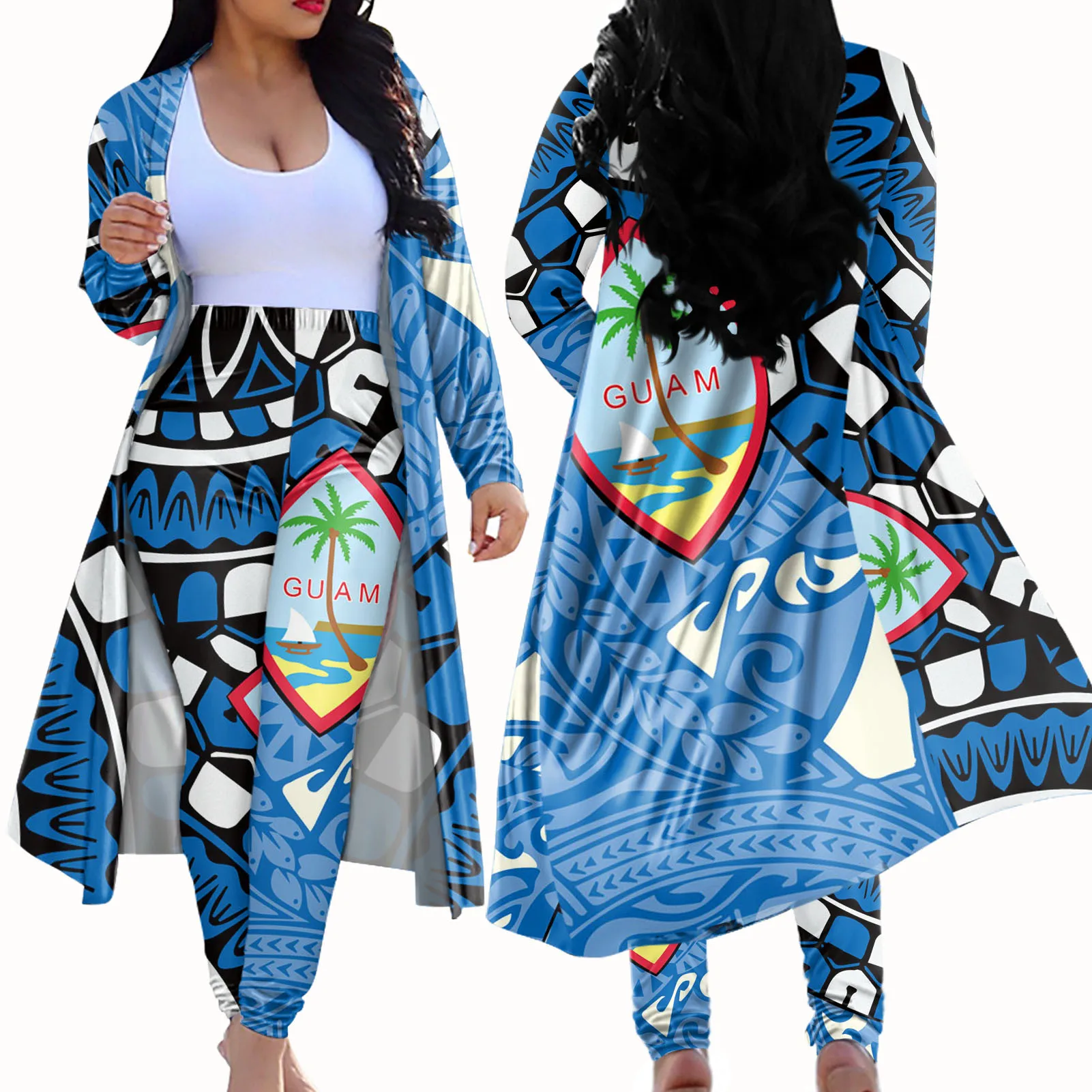 

African Design 2 Piece Set Women Summer Stylish Fashion Long Coat Sporty Work out Pants For Women